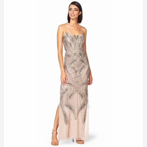 Aidan Mattox Dresses & Skirts - Aidan Mattox long beaded side slit dress